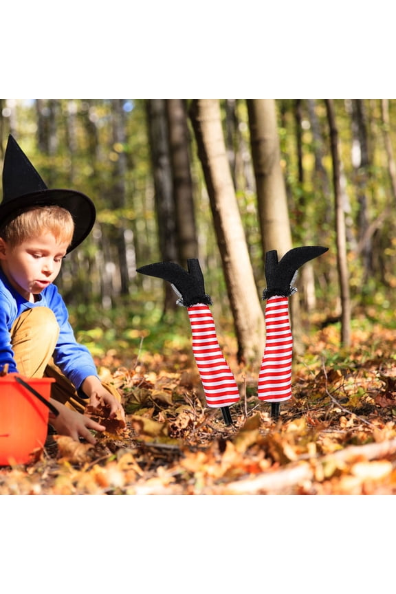 Witch Leg Halloween Decoration - Set of 2 Realistic Prosthetic Legs for Outdoor Garden Party Decor, Durable Foam and Polyester, Indoor or Outdoor Use