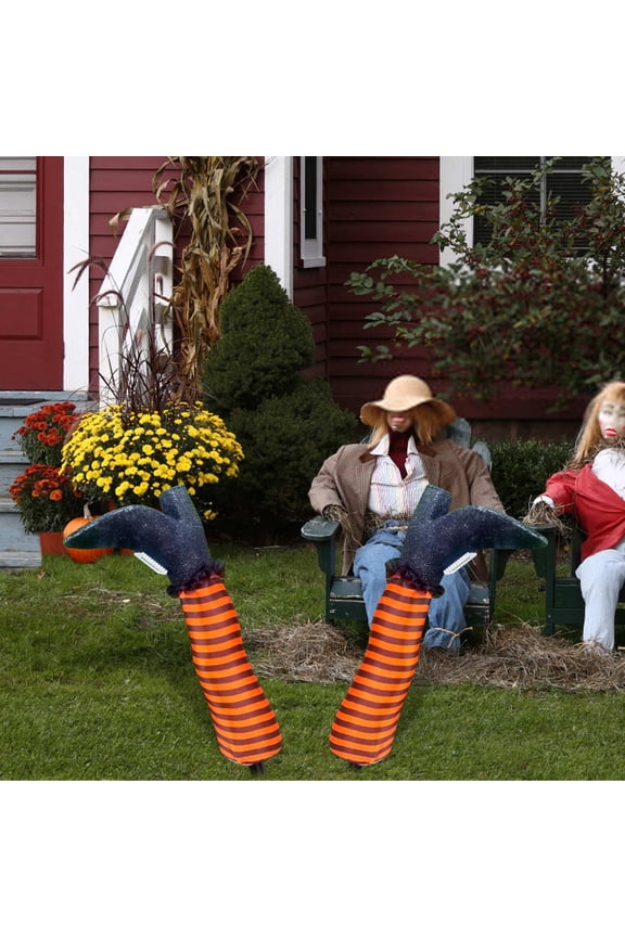 Witch Leg Halloween Decoration - Set of 2 Realistic Prosthetic Legs for Outdoor Garden Party Decor, Durable Foam and Polyester, Indoor or Outdoor Use