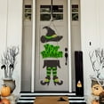 thumbnail image 1 of Witch Legs Door Decor - Halloween Hanging Sign Playful Witch Hat Cutout Party Wall Decoration Spooky Porch Accent Festive Gift(Green), 1 of 6