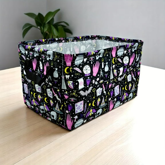 Witch Magic Storage Baskets Rectangle Girls Gift Storage Bin Laundry Hamper Fabric Organization Basket Box Nursery Hamper for Clothes with Handle, Gift Basket Teacher Basket Book Basket,Shelf Baskets