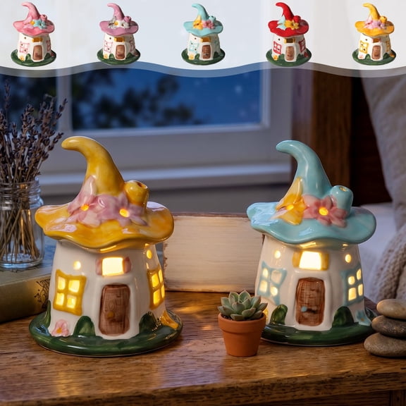 Witch Magical House Atmosphere Night Light, Halloween Bedside Desktop Lamp Ornament, Spooky Festive Decorative Light for Home Bedroom, Holiday Gift Decoration for Halloween Season, Blue