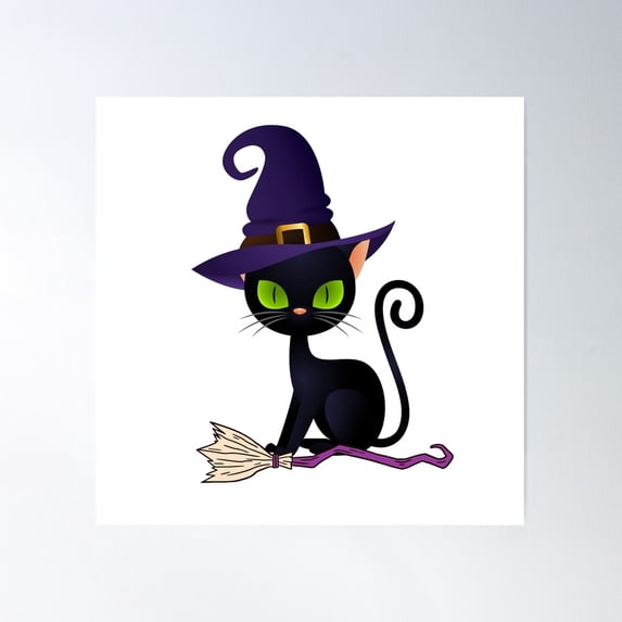 Witch & Magician Black Cat Miaw Poster Wall Art, Modern Wall Decor For Living Room Bedroom, 30x30 UNFRAMED