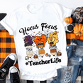 thumbnail image 1 of Witch Movie Pencil Teach Love Inspire Teacher T-Shirt, Funny Halloween Teacher Shirt, Spooky Season Classroom Tee, Inspirational Fall Shirt for Educators, 1 of 5
