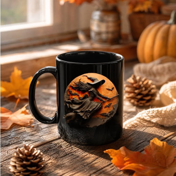 Witch Mug, Holds Hot Beverages with Spooky Style, Coffee Cup, Whimsical Design and Microwave Safe Convenience for Morning Coffee, Holiday Party, and Gift Giving.
