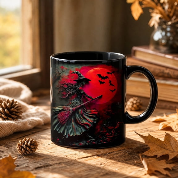 Witch Mug, Holds Hot Beverages with Spooky Style, Coffee Cup, Whimsical Design and Microwave Safe Convenience for Morning Coffee, Holiday Party, and Gift Giving.