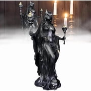 The Witch of The Night Hecate Statue Greek Goddess Sculpture with Animal Companions Mythological Decor for Halloween Decorations Indoor Shelf DisplayA
