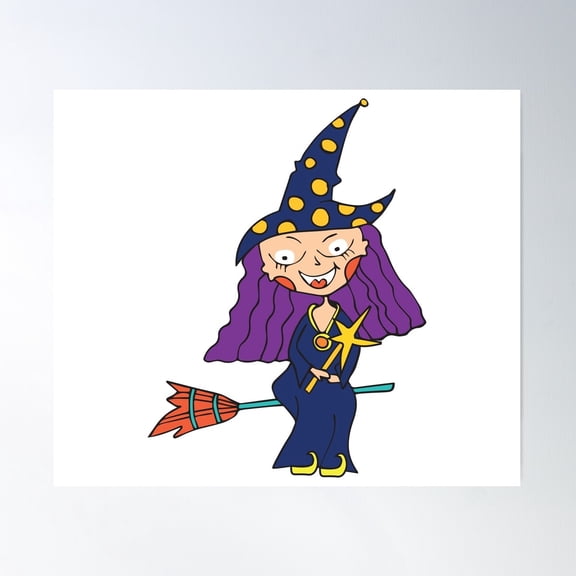 Witch On A Broom Poster Wall Art, Modern Wall Decor For Living Room Bedroom, 8x12 UNFRAMED