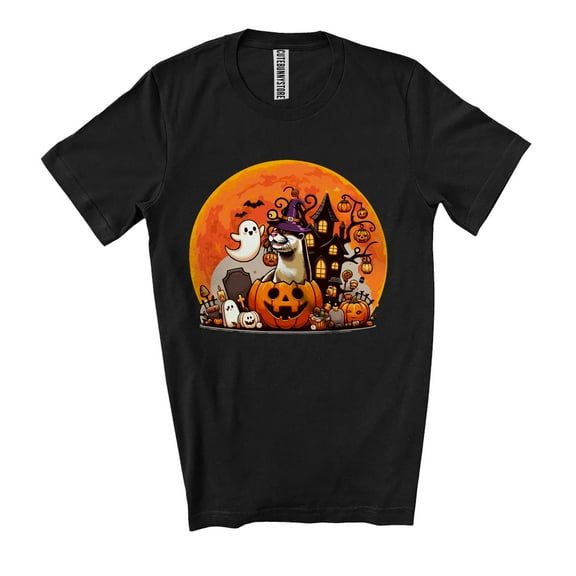 Witch Otter Inside Carved Pumpkin; Adorable Halloween Costume Sea Animal Lover; Moon Family Unisex T-Shirt