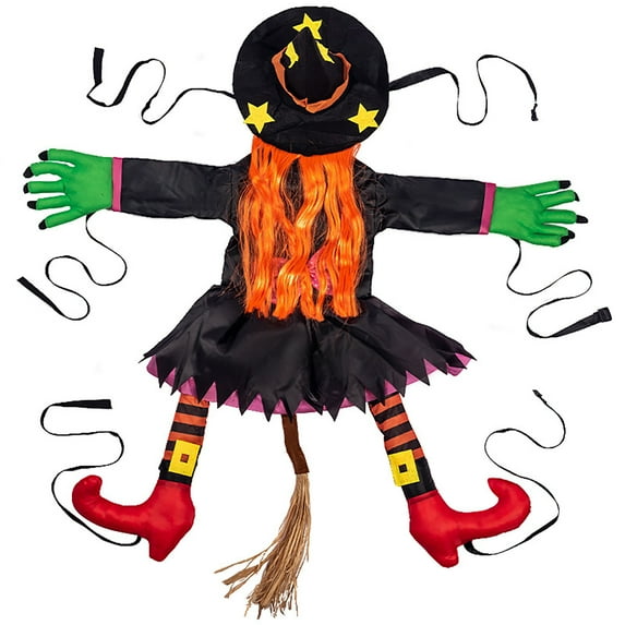 Witch Outdoor Halloween Decorations, Large Crashing Witch into Tree Outdoor Decor, Halloween Flying Witch for Tree, Yard, Patio, Porch Decoration