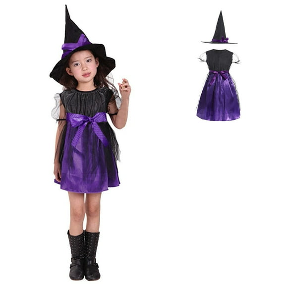 Witch Outfit Tutu Mesh Dress Short Sleeve Mesh Tulle Romper Dress Halloween Outfits Kids 6-7 Years Halloween Outfit Dress Up