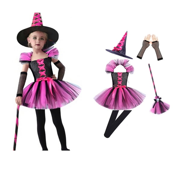 Witch Outfits Tutu Dress Party Clothes Set Halloween Outfits for Kids 7-8 Years Children Girls Dress
