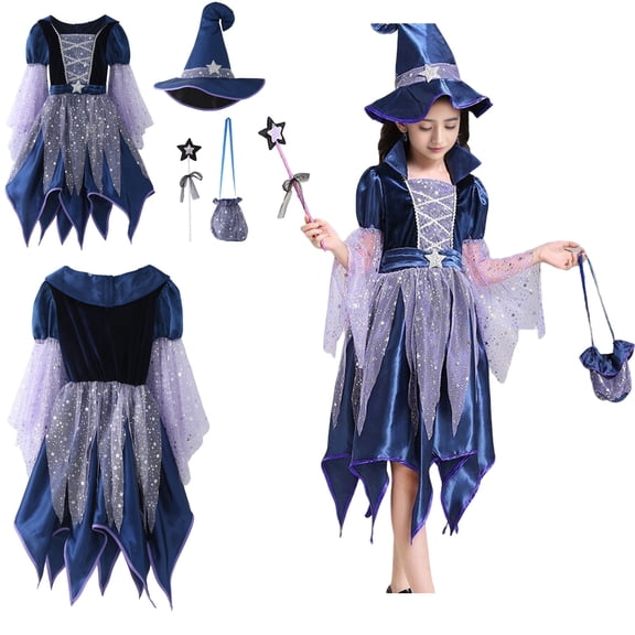Witch Outfits for Girls Tutu Mesh Dress Halloween Tulle Dress Toddler Halloween Custome Girls 5-6 Years Children Girls Dress