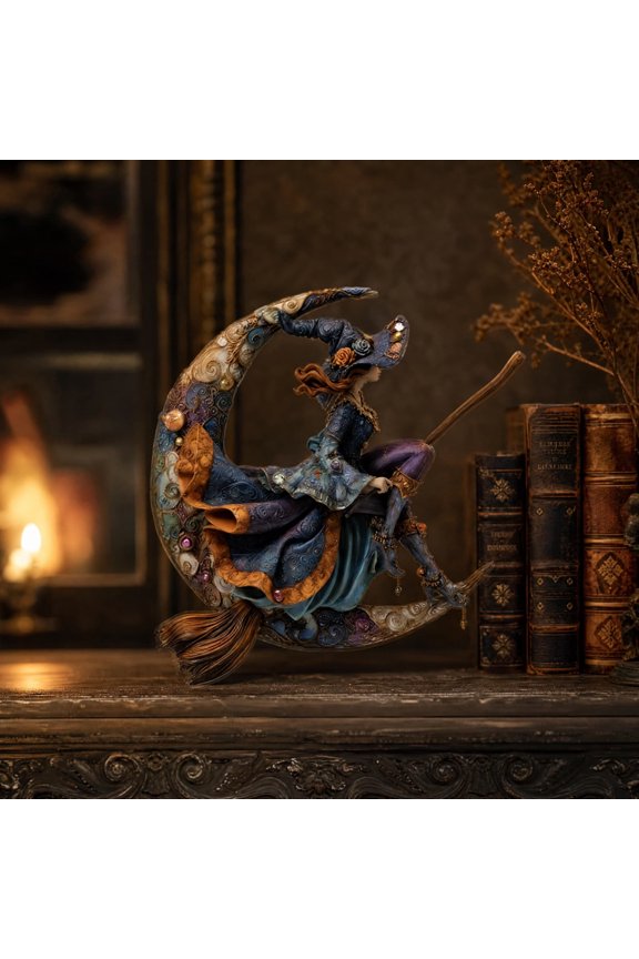 Witch Pendant, Decorates Spaces with Enchanting Style, Flat Hanging Ornament, Flowing Sparkling Wizard Design and Versatile Hanging for Window Display, Wall Decoration, and Shelf Accent.