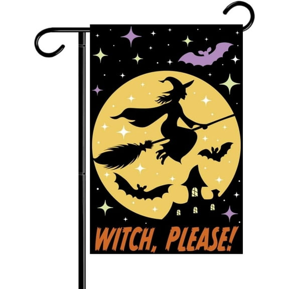 Witch Please Double-Sided Garden Flag 12x18 Fall Yard Decor Outdoor Garden Welcome Flag for Lawn Farm and Patio Banner