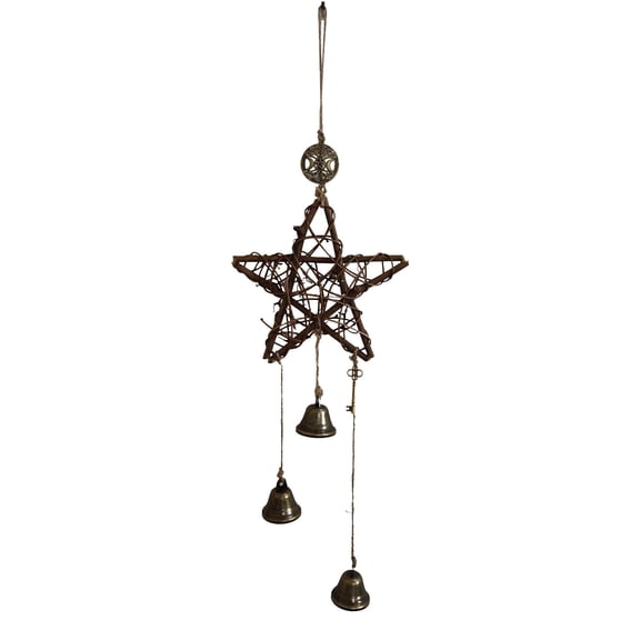 Witch Protection Bell Witch Bell Protection Door Handle Pendant Rattan Wind Chime Witch Pray Wind Chime Family Room Decoration Wind Chimes Home Decor