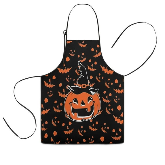 Witch Pumpkin Halloween Pattern Kids Aprons for Girls and Boys,Adjustable Neck Strap Toddler Aprons for Kids Cooking Baking