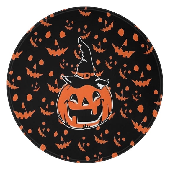 Witch Pumpkin Halloween Pattern Round Blanket,Comfortable Soft Flannel Throw Blanket,All Season,Warm Lightweight Blankets for Sofa Bed Couch Living Room Chair 47"x47"