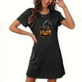 thumbnail image 1 of Witch Pumpkin T Shirt Dress for Women Halloween Graphic Casual Short Sleeve Tunic Dress Fall Funny Costume Outfit, 1 of 3