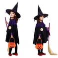 thumbnail image 1 of Witch Roleplay, Witch Cos, Witch Cosplay, Cute Chi’Ldren Halloween Orange Witch Costume for Gi'Rls, Todd'Ler Inf'Ant Ba'By Halloween Costume Outfit Cosplay-Cloak+Hat+Pumpkin Bag+Broom, Khaki 150, 1 of 3
