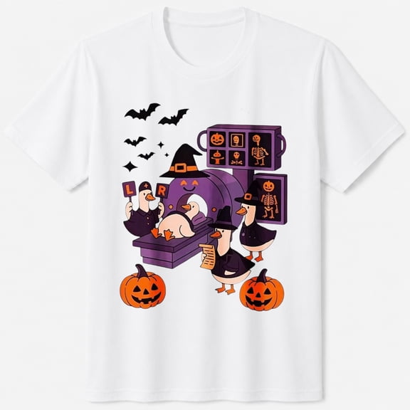 Witch Room with Pumpkins Halloween T-Shirt, Funny Spooky Season Graphic Short Sleeve Casual Shirt
