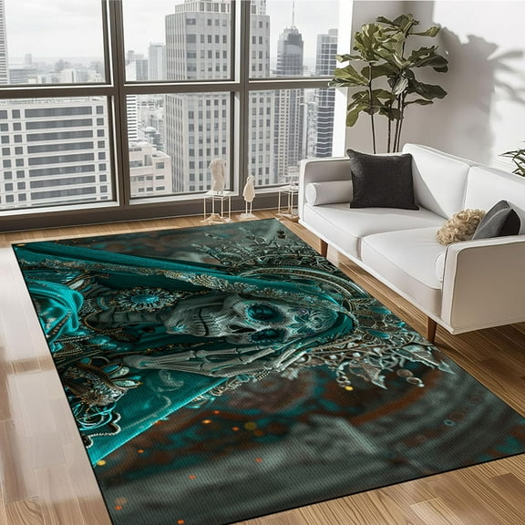 Witch Rug Skeleton Carpet Rug, Gothic Rugs Modern 3D Art Aesthetic Area Rug for Bedroom Living Room Dining Room, Rug Floor Carpet for Living Room Indoor Gothic Decor Goth Décor