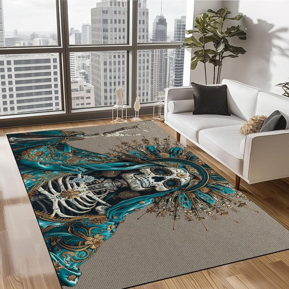 Witch Rug Skeleton Carpet Rug, Gothic Rugs Modern 3D Art Aesthetic Area Rug for Bedroom Living Room Dining Room, Rug Floor Carpet for Living Room Indoor Gothic Decor Goth Décor