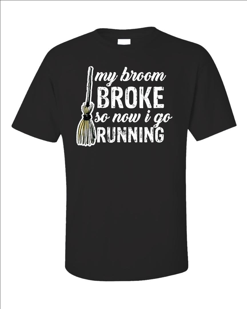 Witch Running Shirt, Fitness Apparel, My Broom Broke, Halloween Workout Tee, Humorous Gift for