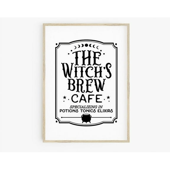 Witch'S Brew Cafe Sign, Bar Decor, Vintage Signs, Poster Prints Wall Art, Modern Wall Decor, 8x12 UNFRAMED