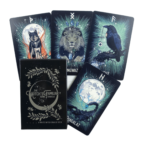 Witch'S Familiar Runic Oracle 24 Card Indie Tarot Deck Runes Rune Cards Animal Oracle Animal Tarot Cards Viking Runes