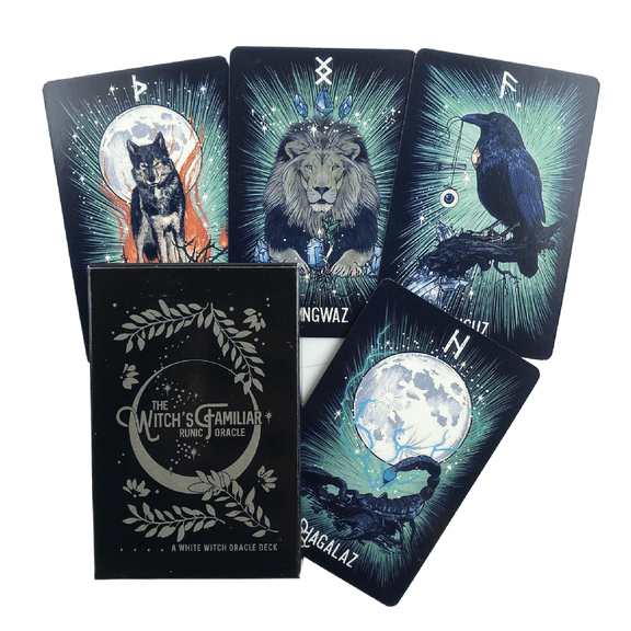 Witch'S Familiar Runic Oracle 24 Card Indie Tarot Deck Runes Rune Cards Animal Oracle Animal Tarot Cards Viking Runes
