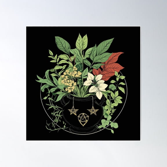 Witch'S Garden Cauldron Poster Wall Art, Modern Wall Decor For Living Room Bedroom, 24x24 UNFRAMED
