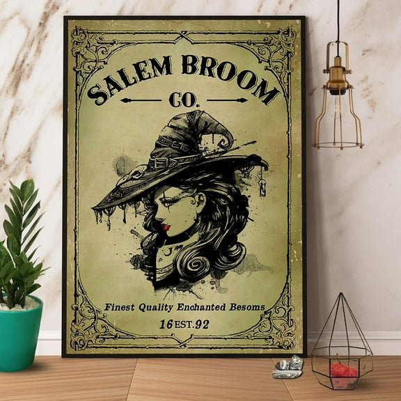 Witch Salem Broom Co Halloween Gift Paper Poster No Frame Matte Wall Art Decor 24 x 36 Inch Poster