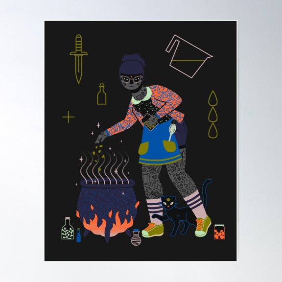 Witch Series: Cauldron Poster Wall Art, Modern Wall Decor For Living Room Bedroom, 12x18 UNFRAMED