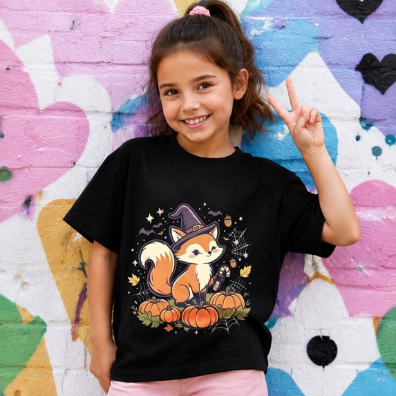 Witch Shirt, Spooky Witch Graphic Short Sleeve Halloween T-Shirt for Kids