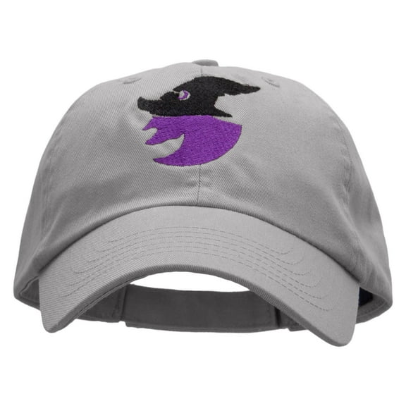 Witch Silhouette Low Profile Pet Spun Washed Cap - Grey OSFM