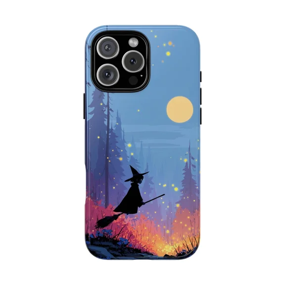 Witch Silhouette Night Forest Scene Case for iPhone 17 11 12 13 14 15 16 Pro Max