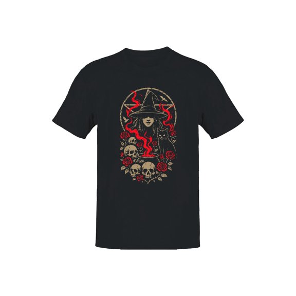 Witch, Skulls, and Black Cat Men's T-shirt