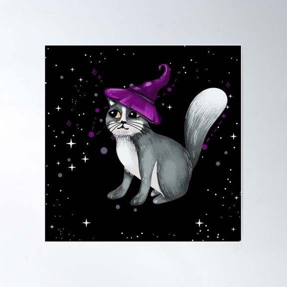 Witch Sphinx Cat Poster Wall Art, Modern Wall Decor For Living Room Bedroom, 16x16 UNFRAMED