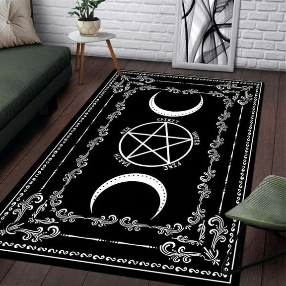 Witch Sun Moon Pentagram Altar Carpet for Living Room Gothic Decor Sofa Table Area Rugs Anti-slip Floor Mat Bathroom Doormat