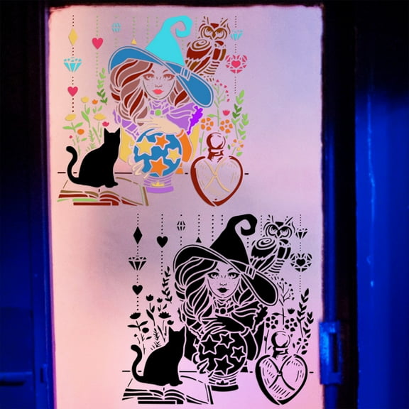 Witch Theme Wall Stickers – Hollow Halloween Wall Decals for Indoor Home Decoration & Party Supplies