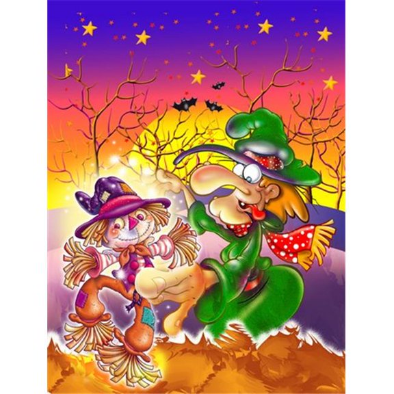 Witch Voodoo Scarecrow Halloween Flag Garden Size