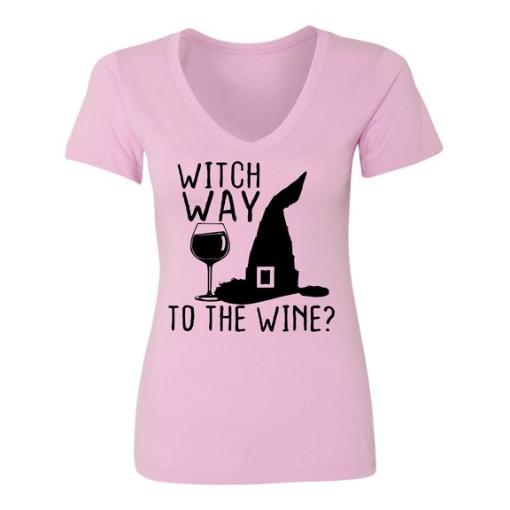 Witch Way To The Wine? Womens V-Neck T-Shirt
