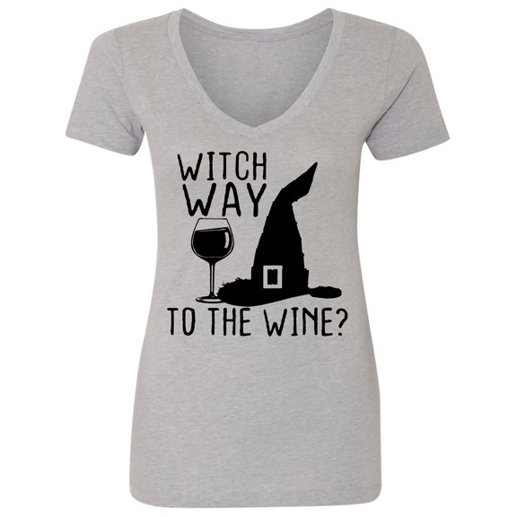 Witch Way To The Wine? Womens V-Neck T-Shirt