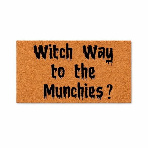 Witch Way To The Munchies Doormat, Funny Halloween Entryway Door Mat, Indoor Outdoor Welcome Mat (16x24 inches) WoodByStu 5633