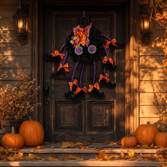 Witch Wind Spinner halloween door decorations, Cloth LED vintage halloween decor, vintage decor for Gift Present Occasion Decorative Decorative