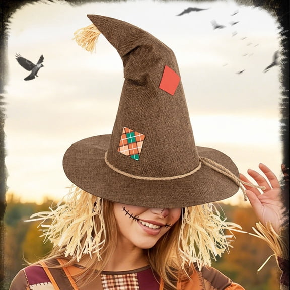 Witch Wizard Hat for Adults Felt Wide Brim Pointed Hat Accessory for Halloween