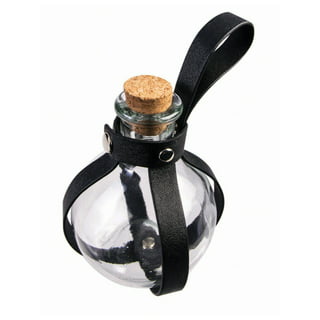 Dark Magic Potion Bottle - Black Wizard Potions Glass Holder with Cork  Stopper and Faux Leather Harness with Holster Loop