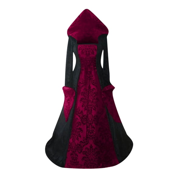 Witch Women's Halloween Fancy-Dress Costume, Women Gothic Hooded Witch Dress Vampire Costumes for Halloween, Vintage Dress Renaissance Ball Gown, Halloween Party Photo Prop for Adults & Teens