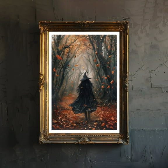 Witch in the Wood Print Dark Academia Art Witchy Decor Gothic Home Decor Antique Illustration Victorian Era Enchanted Forest Poster Rustic Poster Unframed