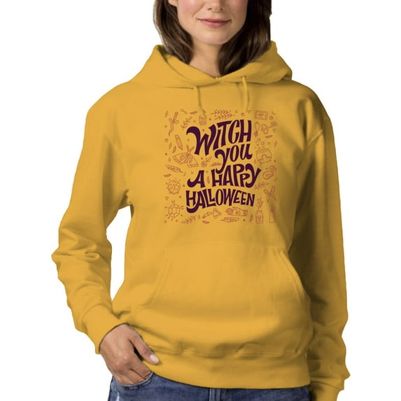 Witch You Happy Halloween Hoodie Women -Image by Shutterstock, Female Medium